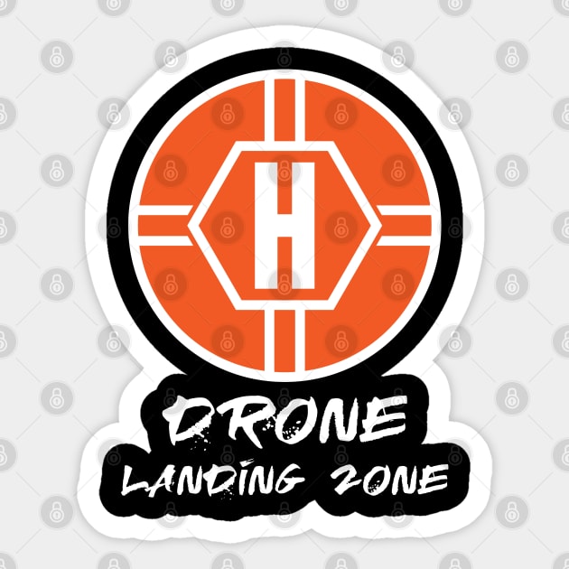 Drone Landing Zone Helicopter Pad Sticker by Gold Wings Tees